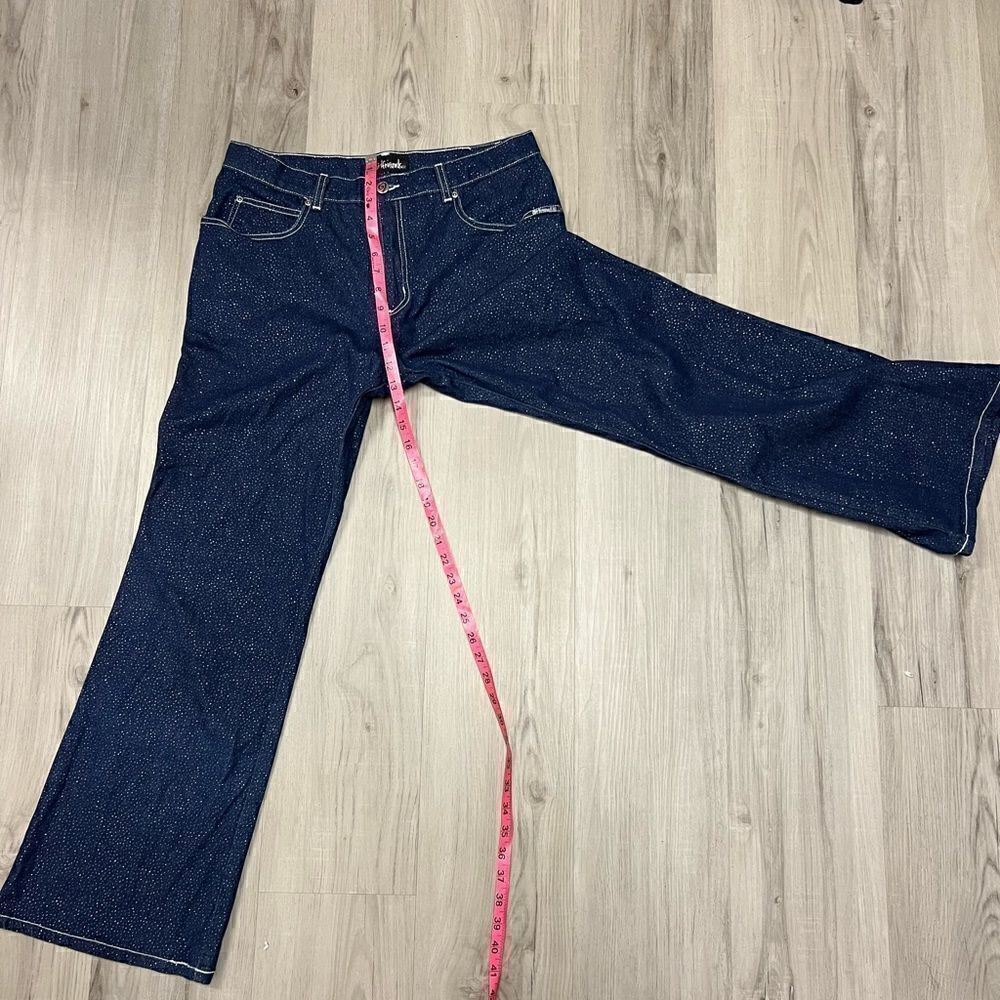 Girlfriends LA vintage y2k deadstock bootcut sparkly jeans NWOT Sz 15 stretchy - Picture 8 of 14